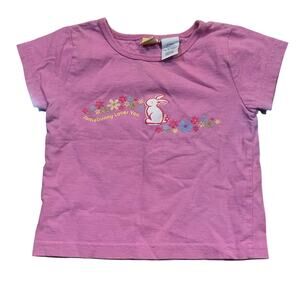 Vintage Target‎ Girl Pink Bunny Graphic Tee 18M Floral Cute Easter Spring Shirt